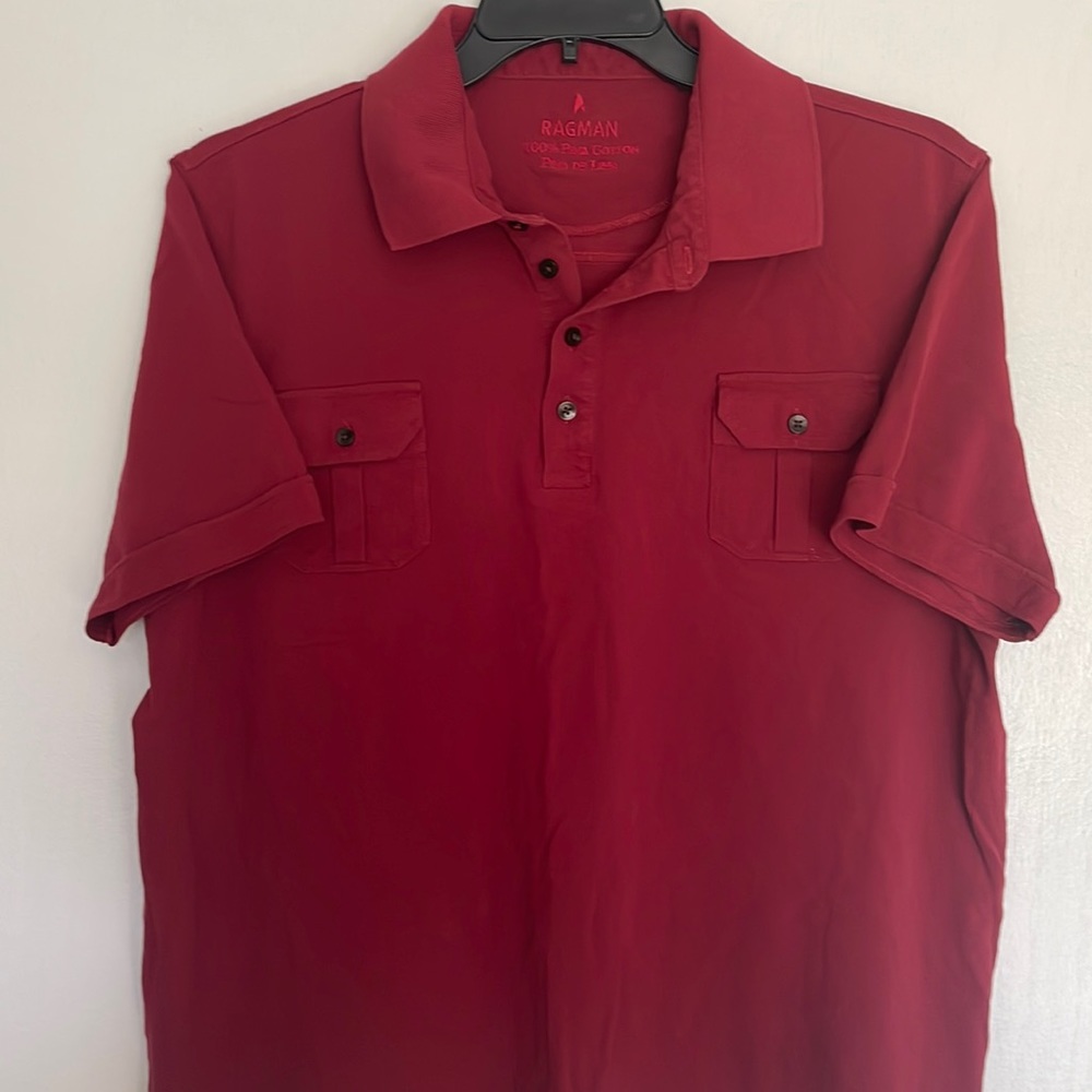 Ragman collared polo shirt red xxl